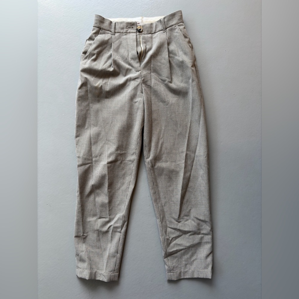 Aritzia Little Moon Beige Check Print Bellis Pants Size 2 (fit like 0)